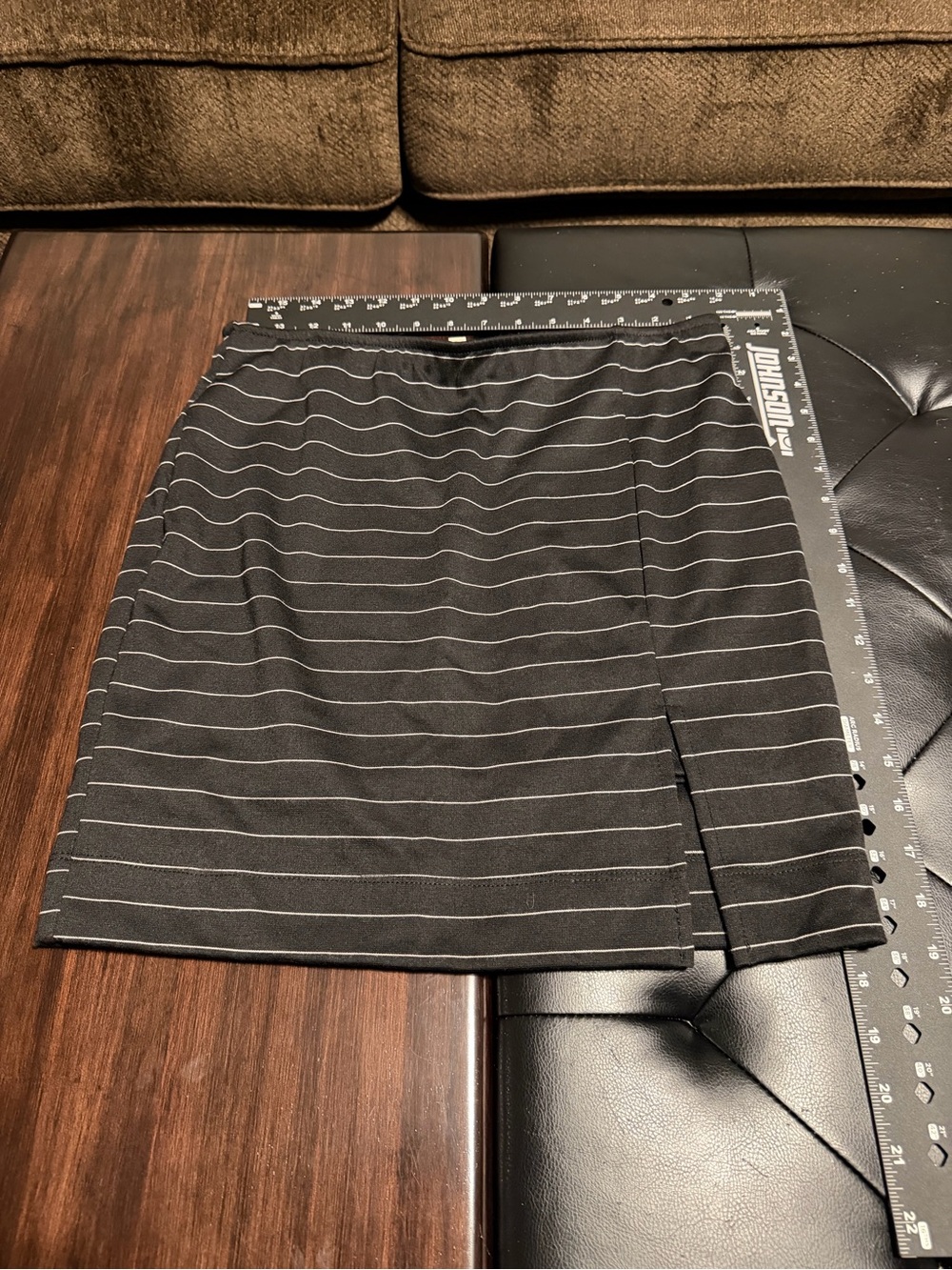 Lily White Black Mini Skirt with White Pinstripes